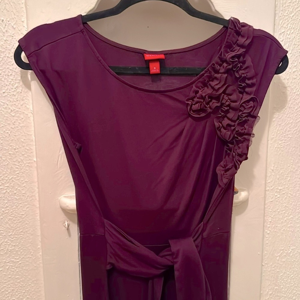 Plum jersey sleeveless dress with floral embellishment Merona